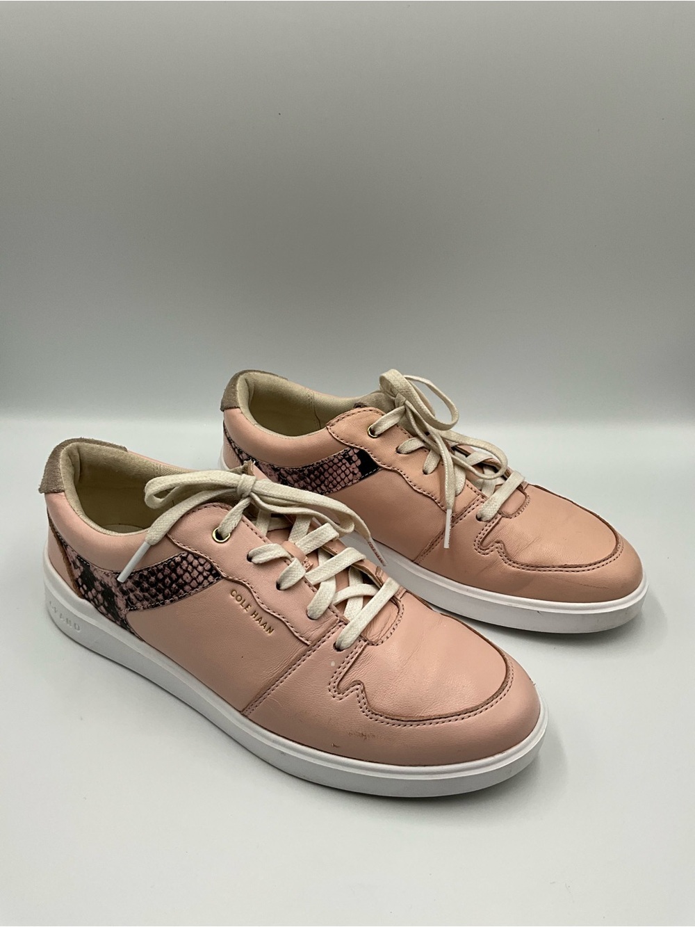 Cole Haan Sneakers Size 7.5 Pink Grand Leather Lace-Up Tennis Sneakers